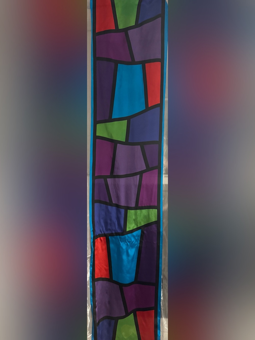 Vintage Chance Encounters Abstract Colorblock Silk Scarf